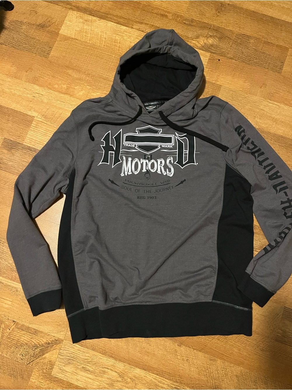 Harley-Davidson Gray and Black Pullover Hoodie with Front Logo